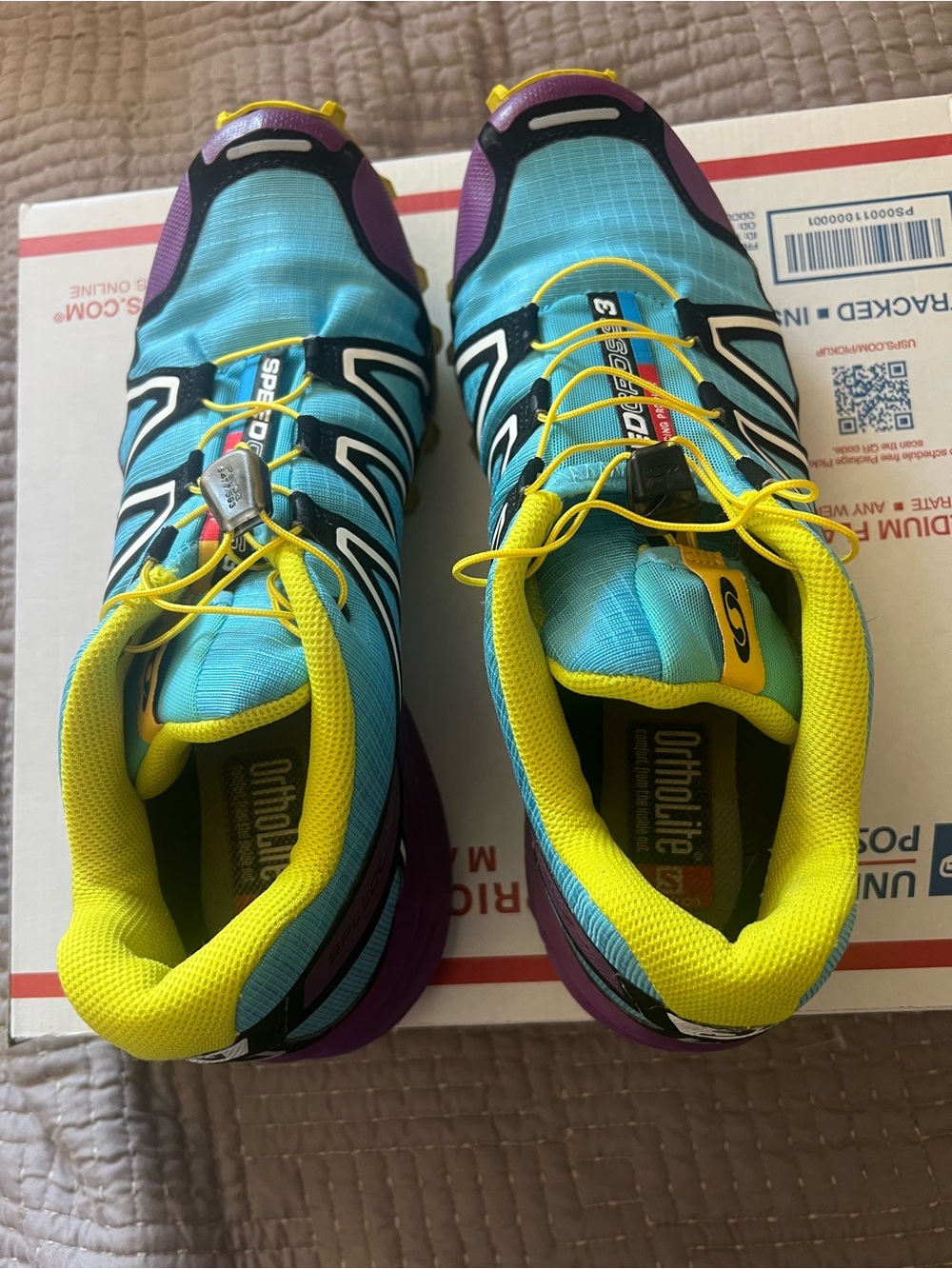 Salomon Speedcross 3 Running Sneakers Women in Aquarius White Liberty Size 10